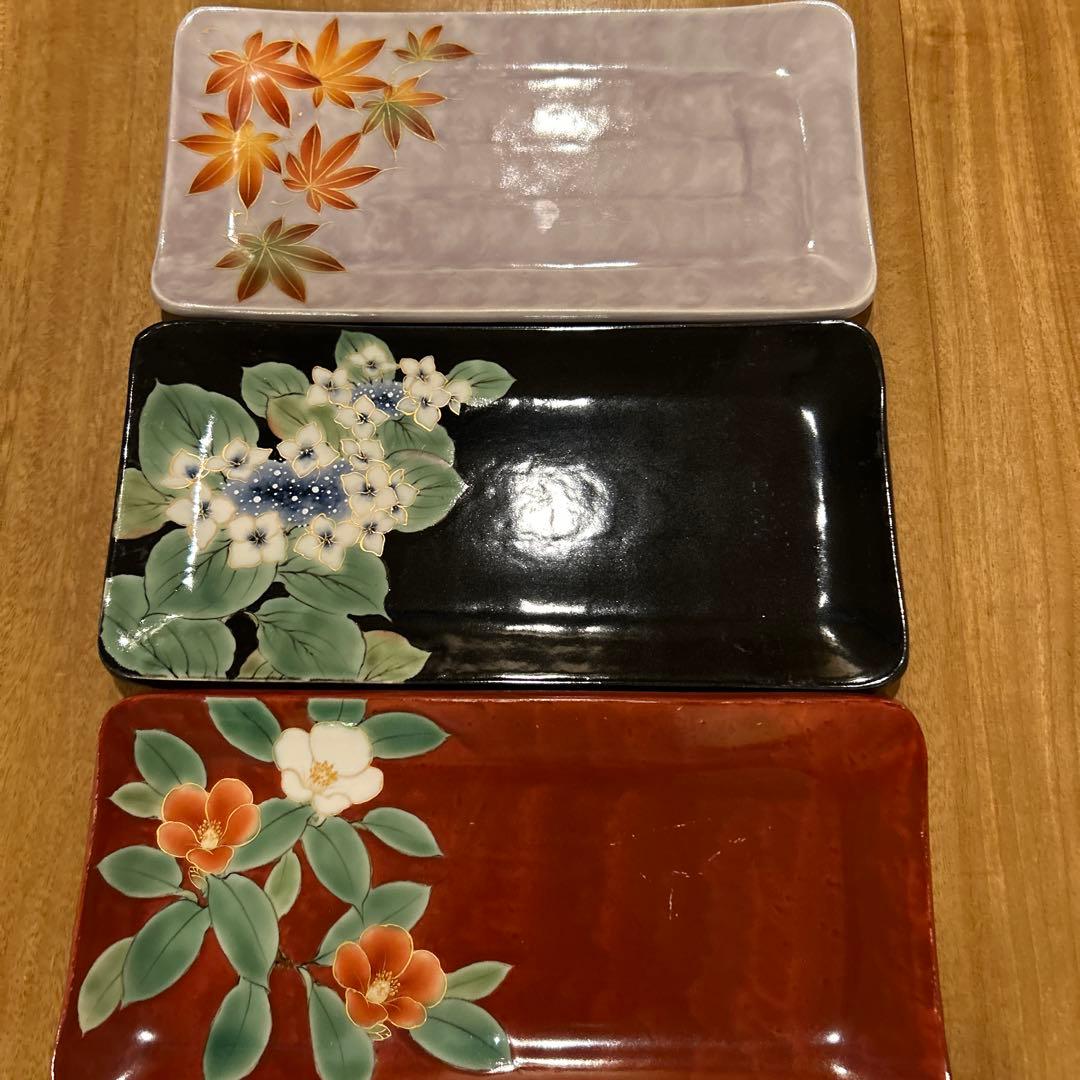 京焼 清水焼　陶葊 陶あん とうあん作　四季花　長皿揃え　希少