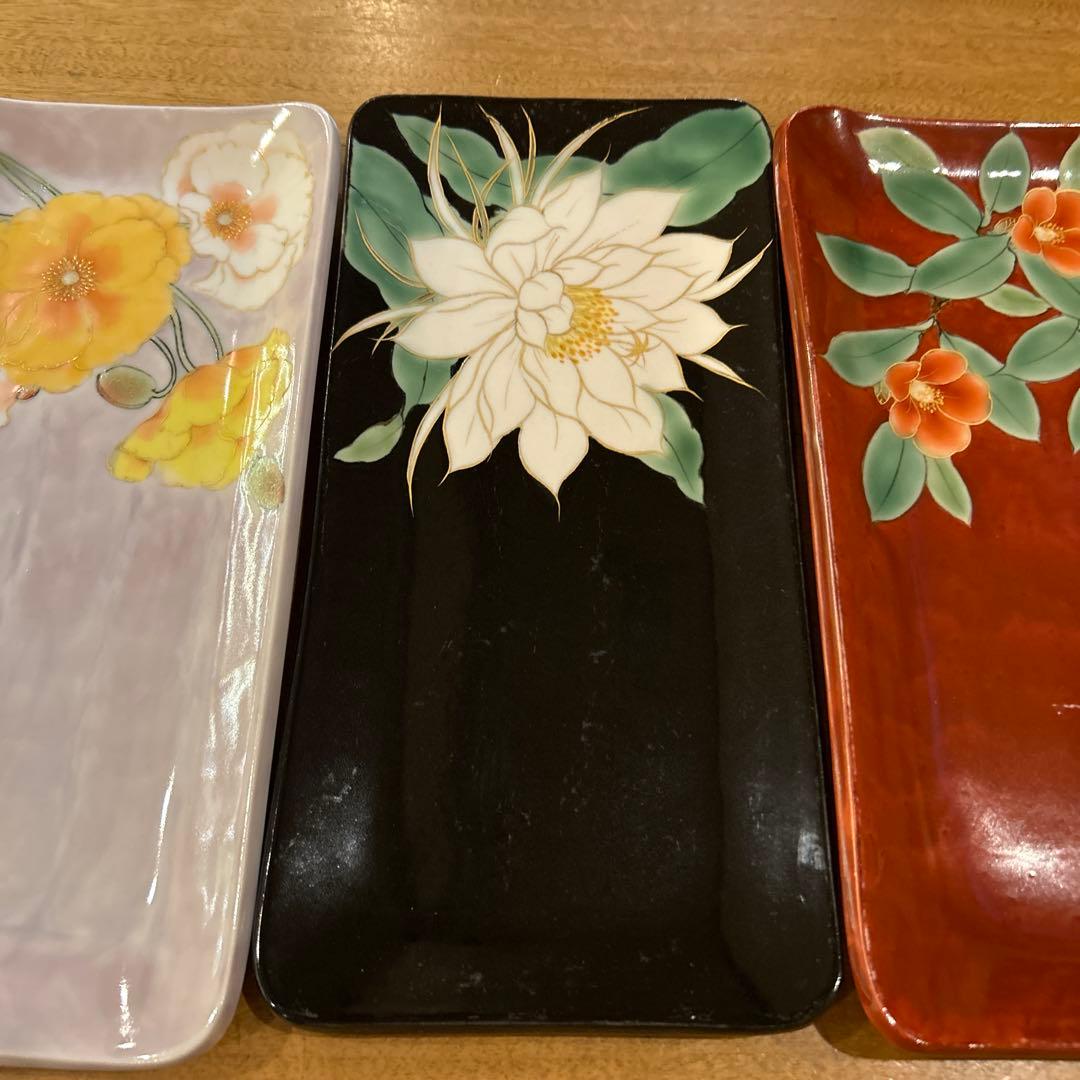 京焼 清水焼　陶葊 陶あん とうあん作　四季花　長皿揃え　希少