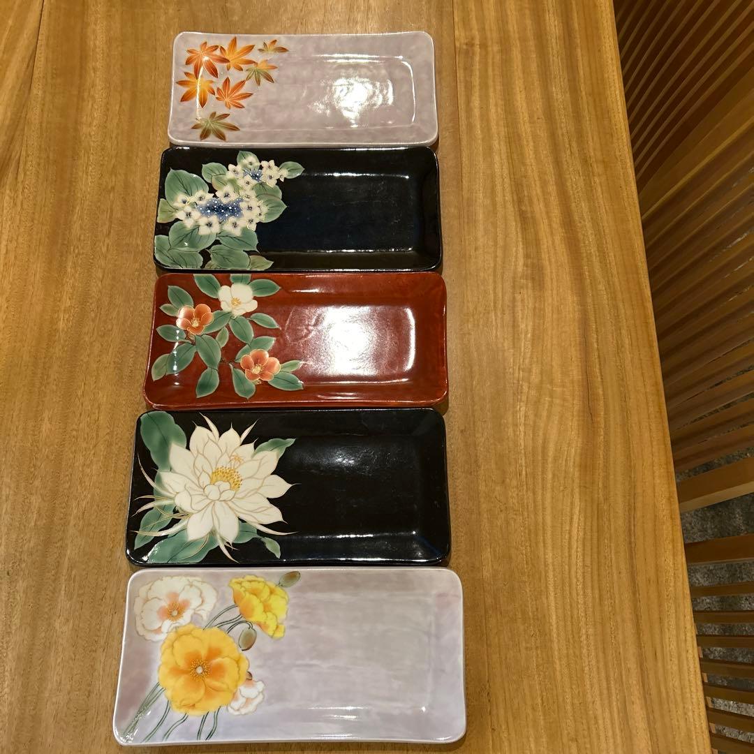 京焼 清水焼　陶葊 陶あん とうあん作　四季花　長皿揃え　希少