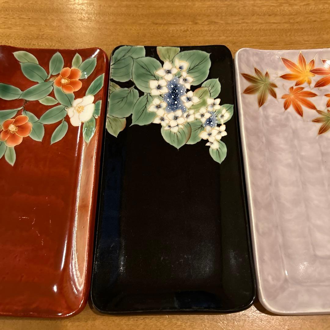 京焼 清水焼　陶葊 陶あん とうあん作　四季花　長皿揃え　希少