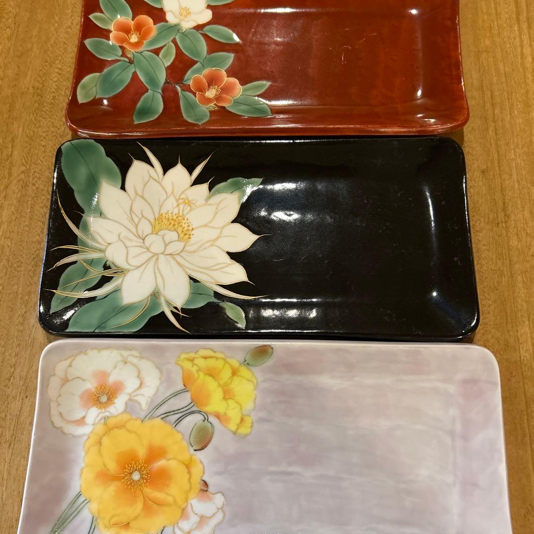 京焼 清水焼　陶葊 陶あん とうあん作　四季花　長皿揃え　希少