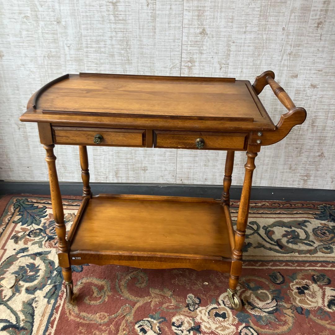 アンティーク カリモク 木製トローリー サービスワゴン キッチンカート 古家具