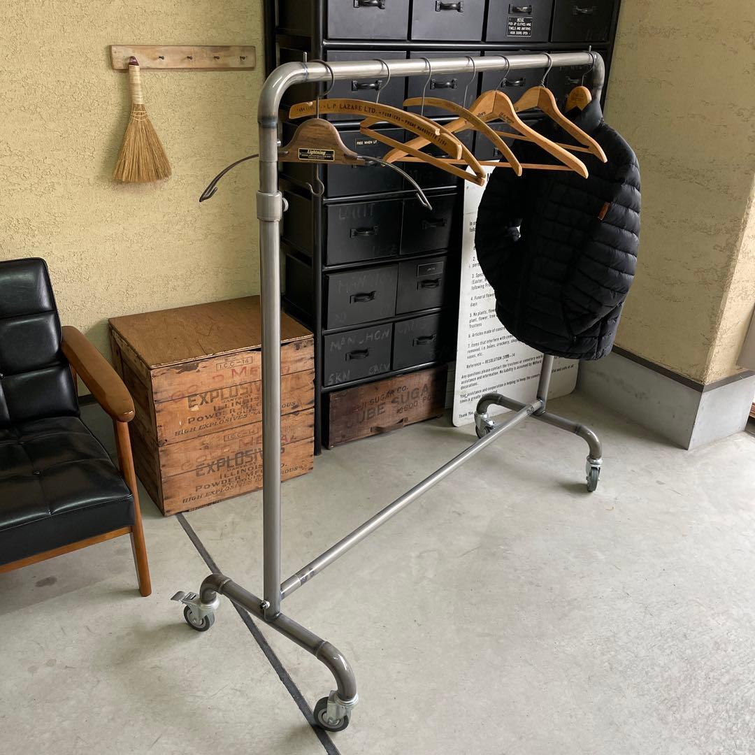 【残1】 インダストリアル シャビー 鉄製 配管 パイプ ハンガーラック 無骨