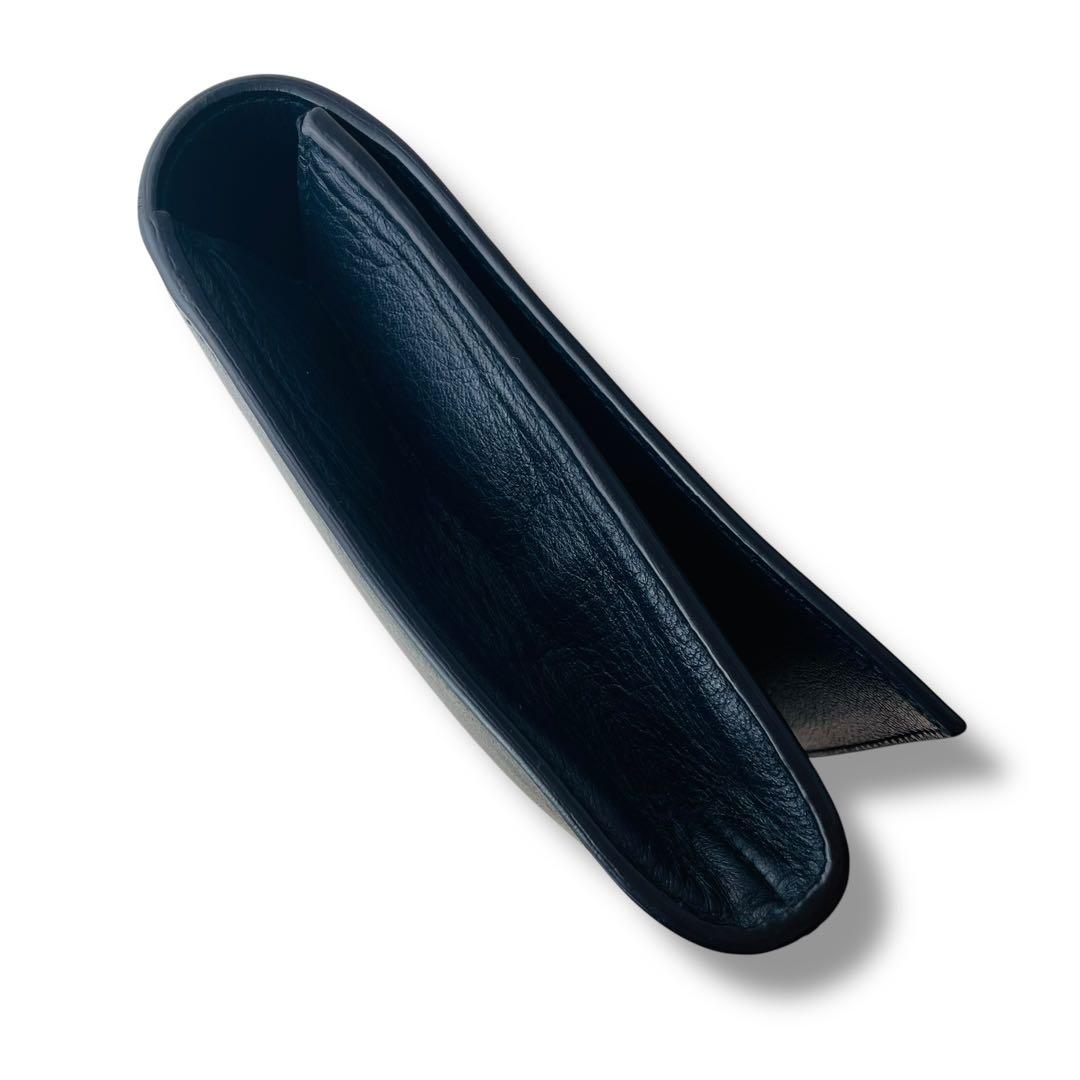 美品 濃紺 サンローラン クラッチバッグ カサンドラ ロゴステッチ パーティー