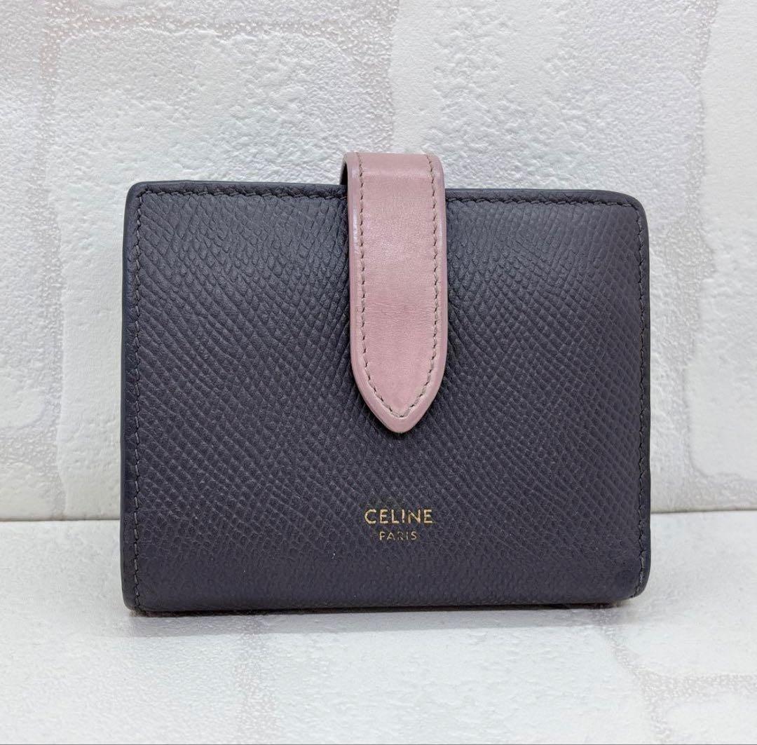 美品✨CELINE セリーヌ 折財布 スモールストラップウォレット グレー