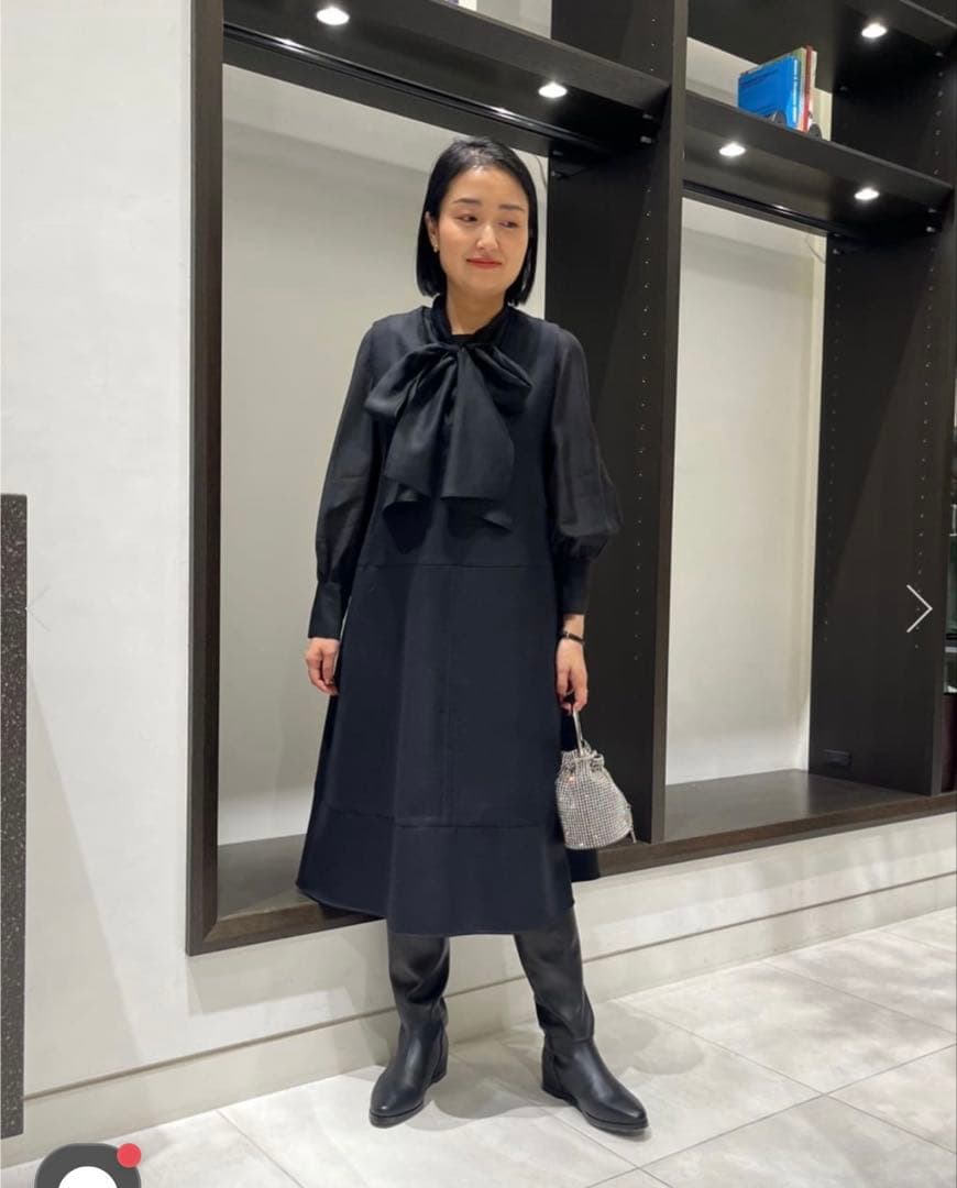 2024AW アルアバイル　オーバーフレアワンピース　ブラック