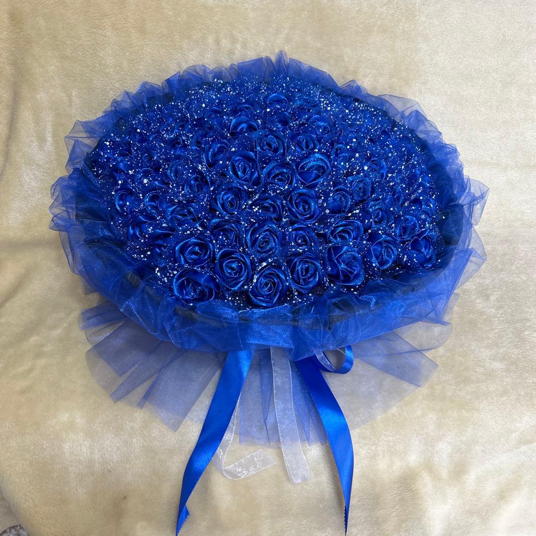 101本青バラブーケ ラメ付き❣️プレゼント 枯れない花 永生バラ 特別な人へ
