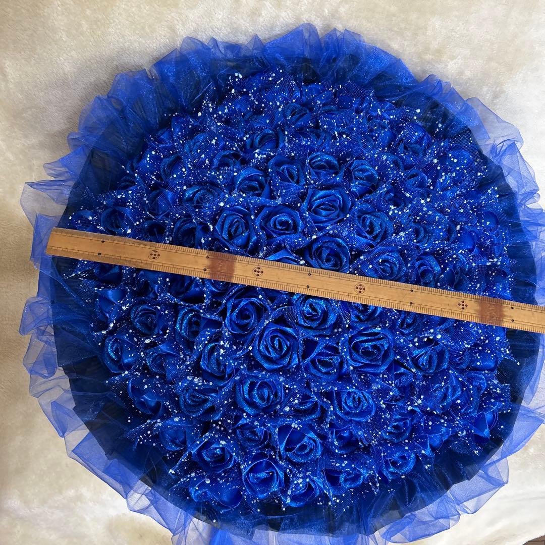 101本青バラブーケ ラメ付き❣️プレゼント 枯れない花 永生バラ 特別な人へ