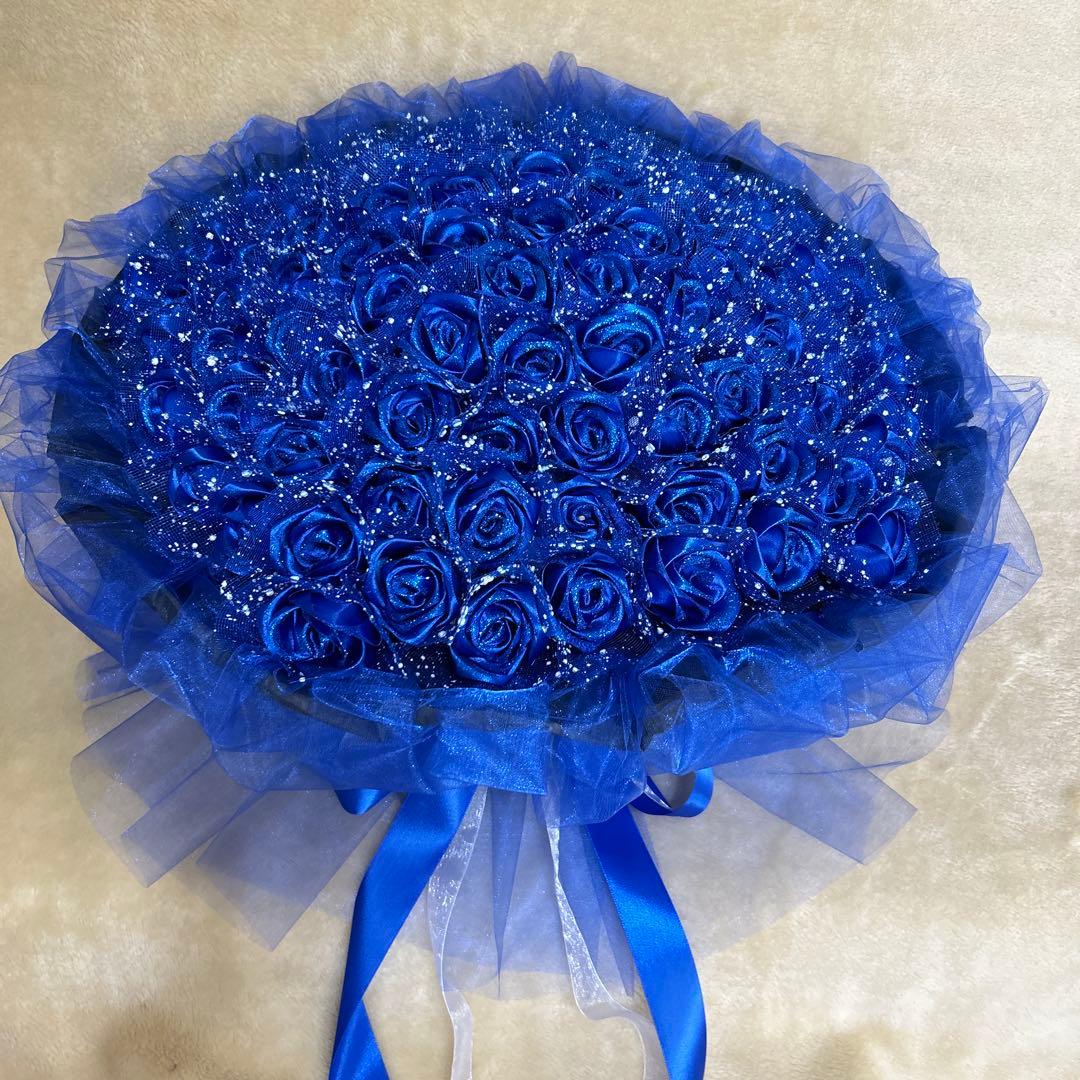 101本青バラブーケ ラメ付き❣️プレゼント 枯れない花 永生バラ 特別な人へ
