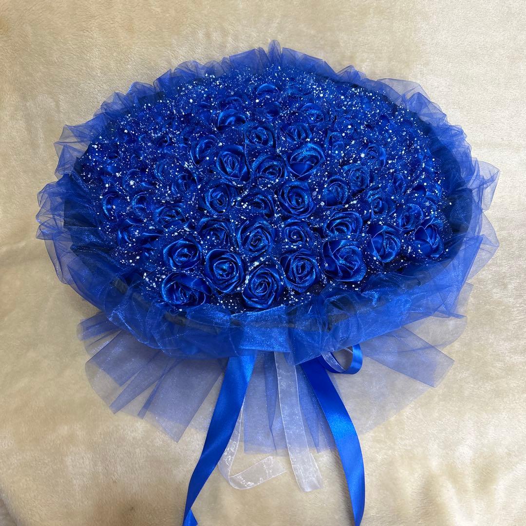 101本青バラブーケ ラメ付き❣️プレゼント 枯れない花 永生バラ 特別な人へ