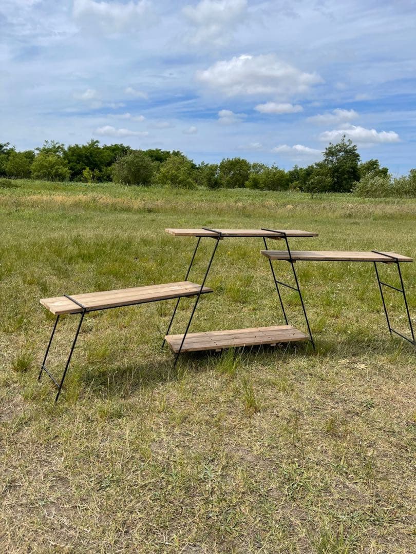 吊り下げキッチンシェルフ アイアンラック/アイアンレッグ キャンプ、インテリア