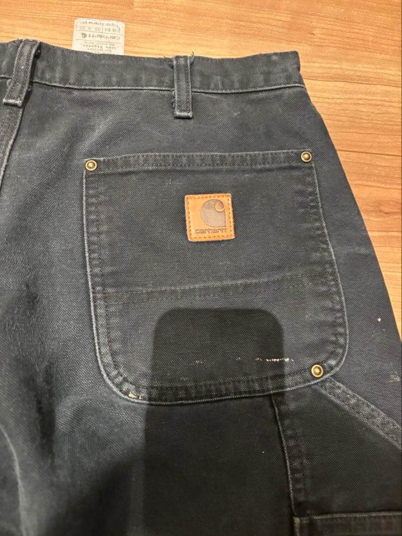 Carharttダブルニー ブラックB136 BLK W33L32