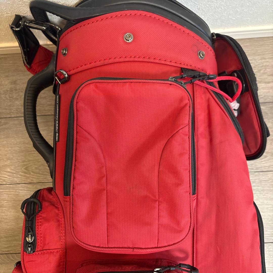 【USED】HELIX キャディバッグ レッド キャスター付き ゴルフバッグ