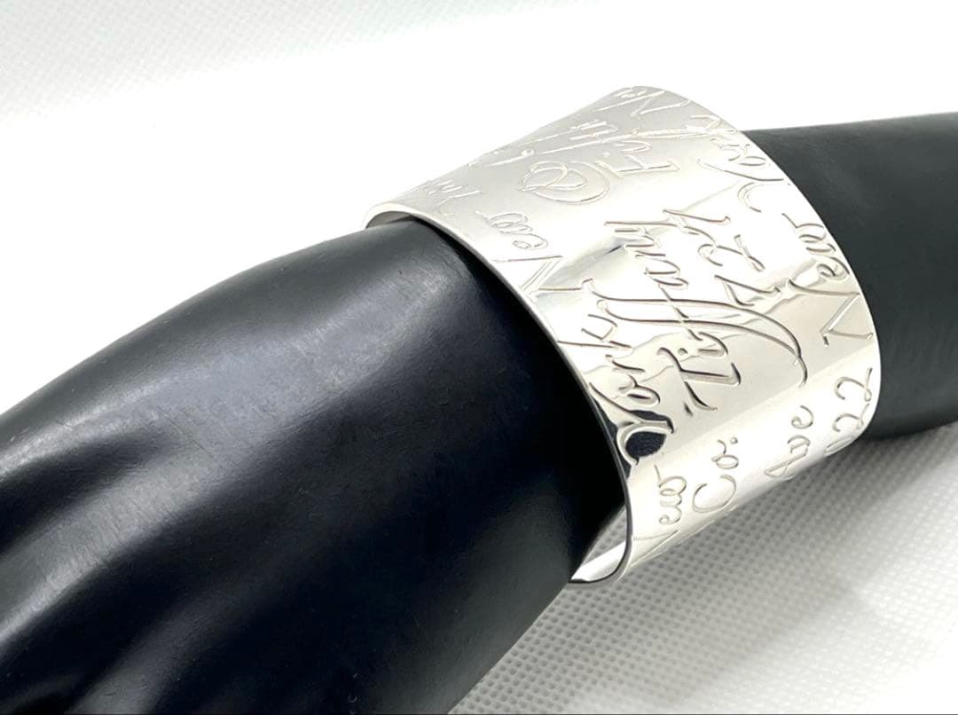 h196 美品　希少　ティファニー　ノーツ　ワイド　カフ　バングル　925