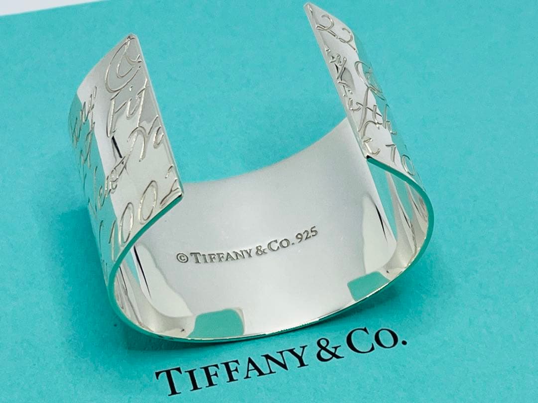 h196 美品　希少　ティファニー　ノーツ　ワイド　カフ　バングル　925