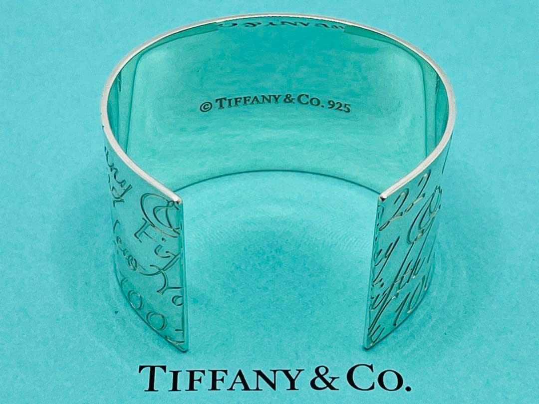 h196 美品　希少　ティファニー　ノーツ　ワイド　カフ　バングル　925
