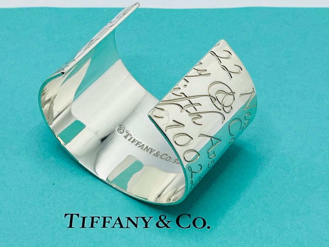 h196 美品　希少　ティファニー　ノーツ　ワイド　カフ　バングル　925