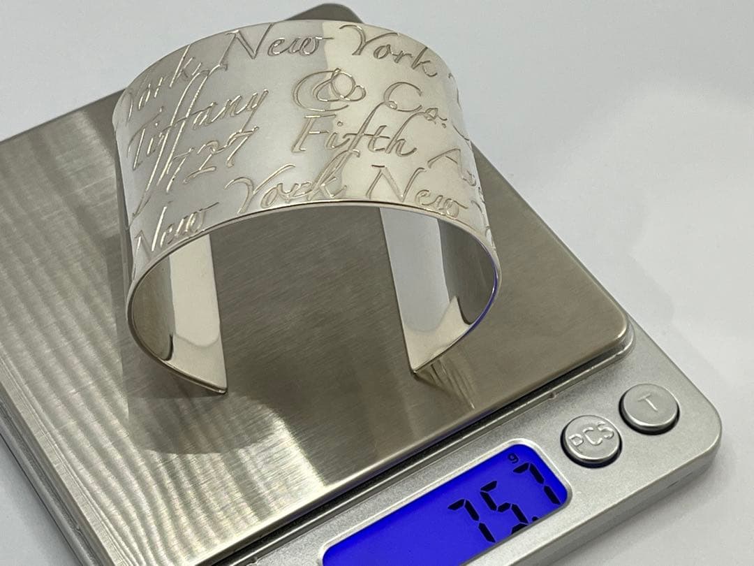 h196 美品　希少　ティファニー　ノーツ　ワイド　カフ　バングル　925