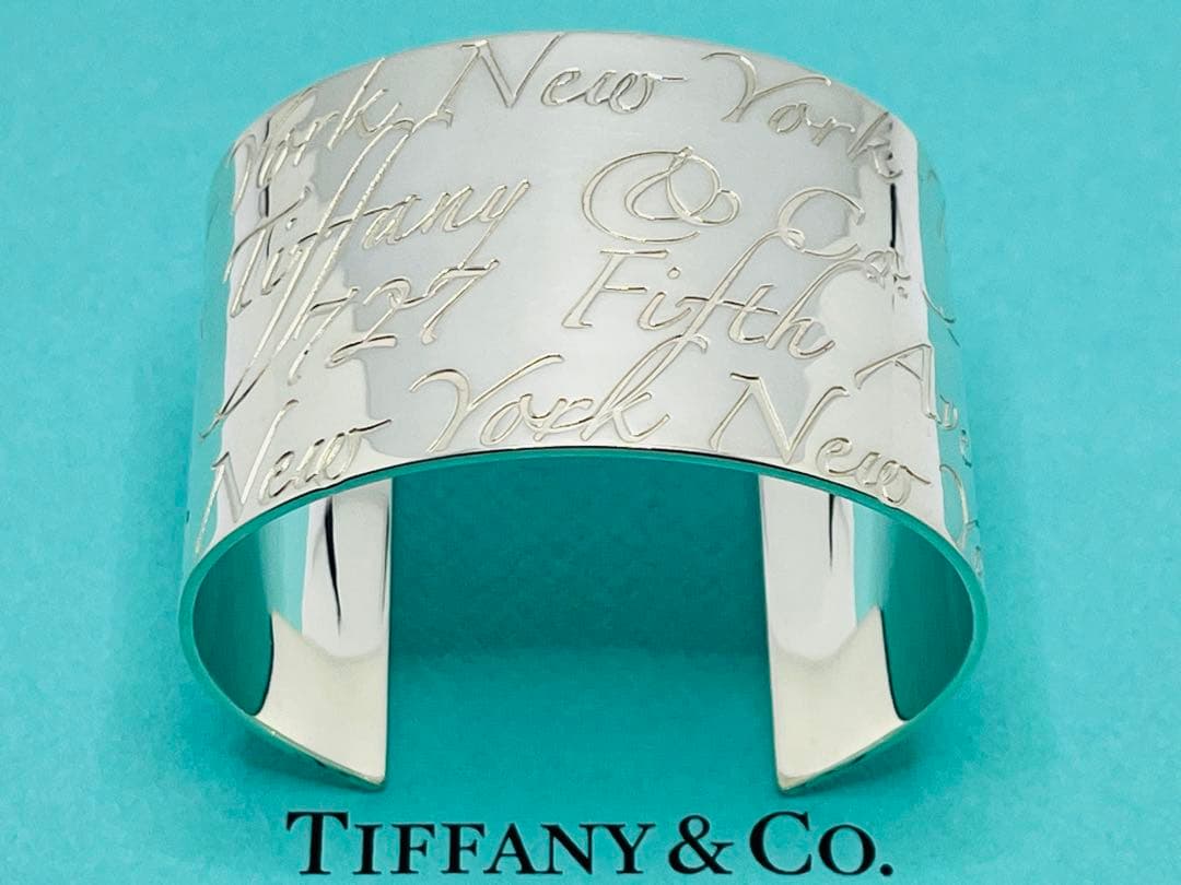 h196 美品　希少　ティファニー　ノーツ　ワイド　カフ　バングル　925