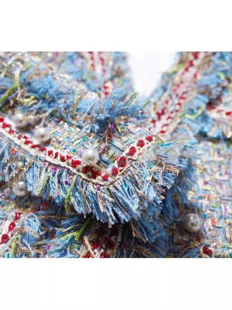 大人気❤️タイトなブルーベースツイードジャケット女子会・パーティー用