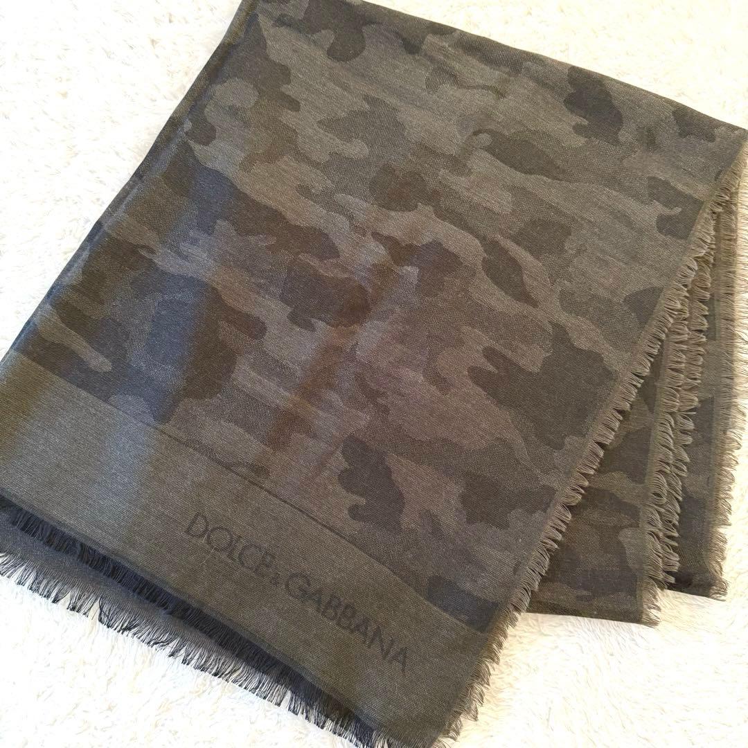 超美品　ドルチェ&ガッバーナ　ストール　イタリア製　モダール　シルク混　ロゴ