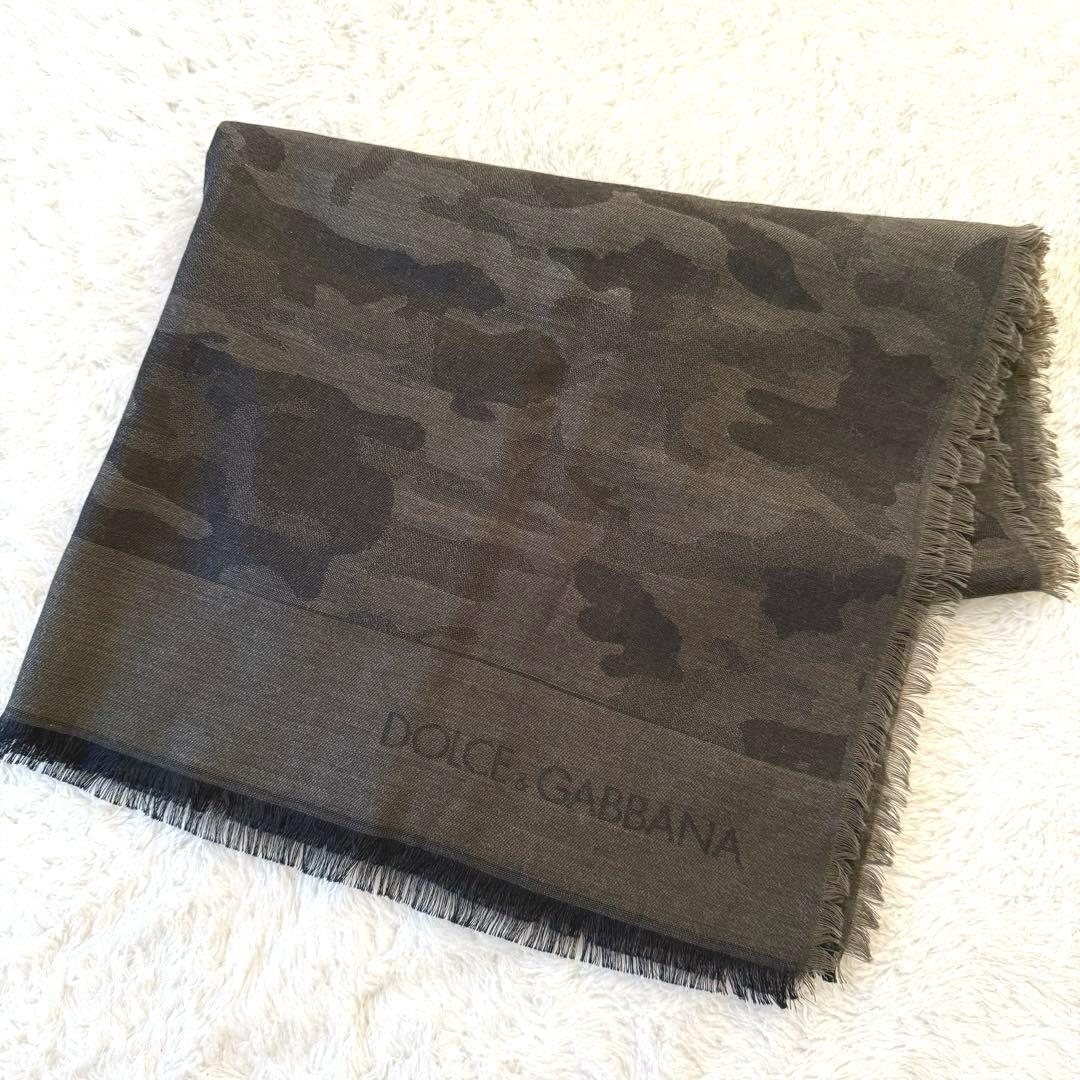 超美品　ドルチェ&ガッバーナ　ストール　イタリア製　モダール　シルク混　ロゴ
