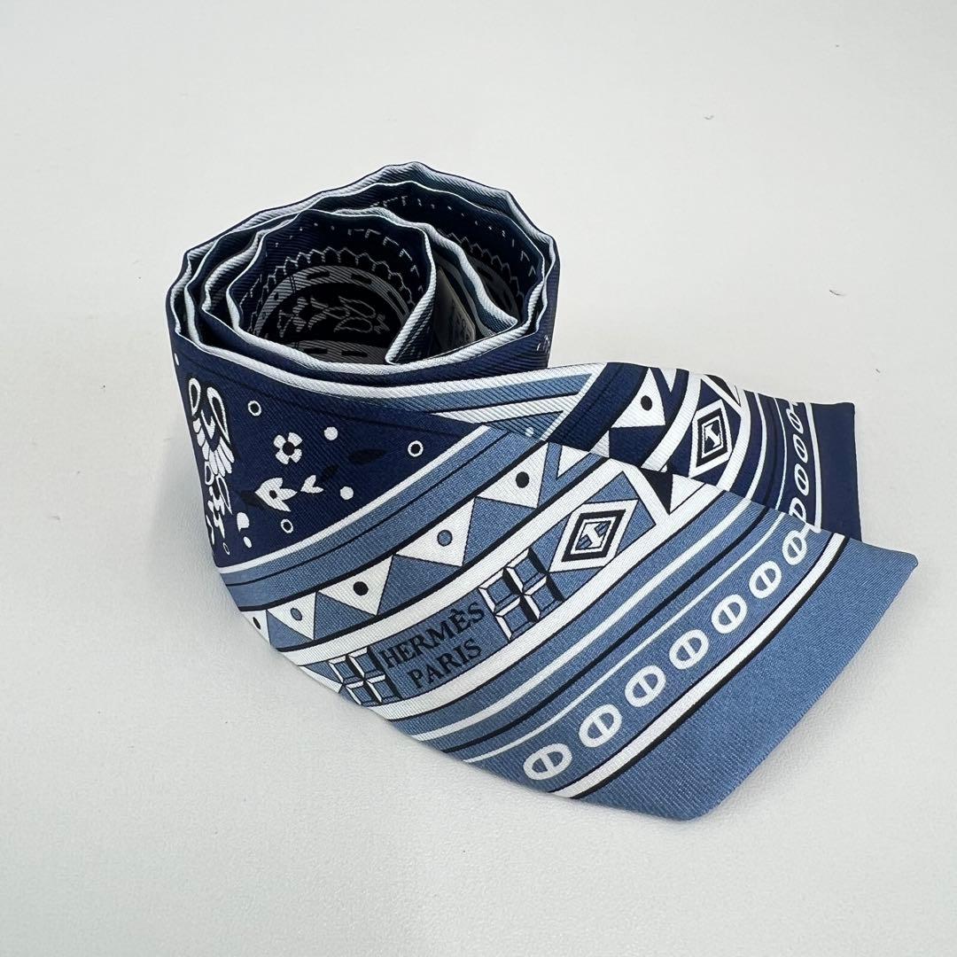 新品未使用 HERMES エルメス ツイリー バンダナ　スカーフ　ブルー