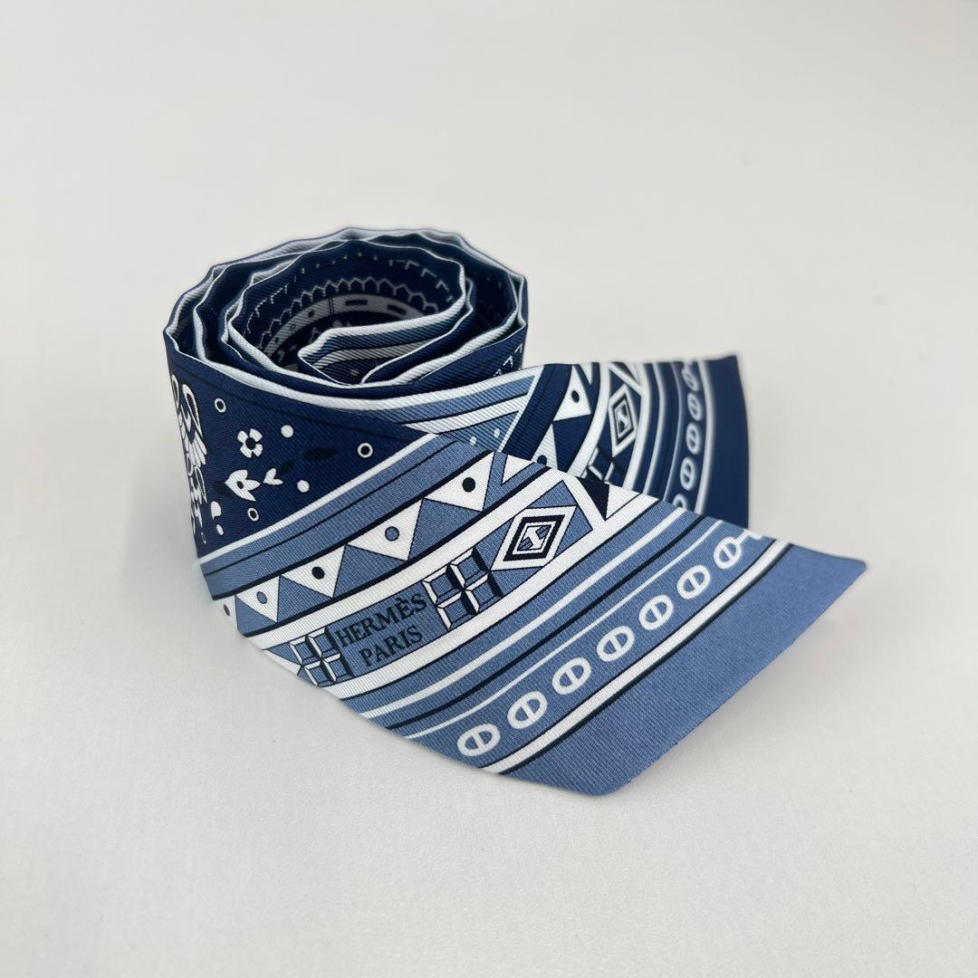 新品未使用 HERMES エルメス ツイリー バンダナ　スカーフ　ブルー
