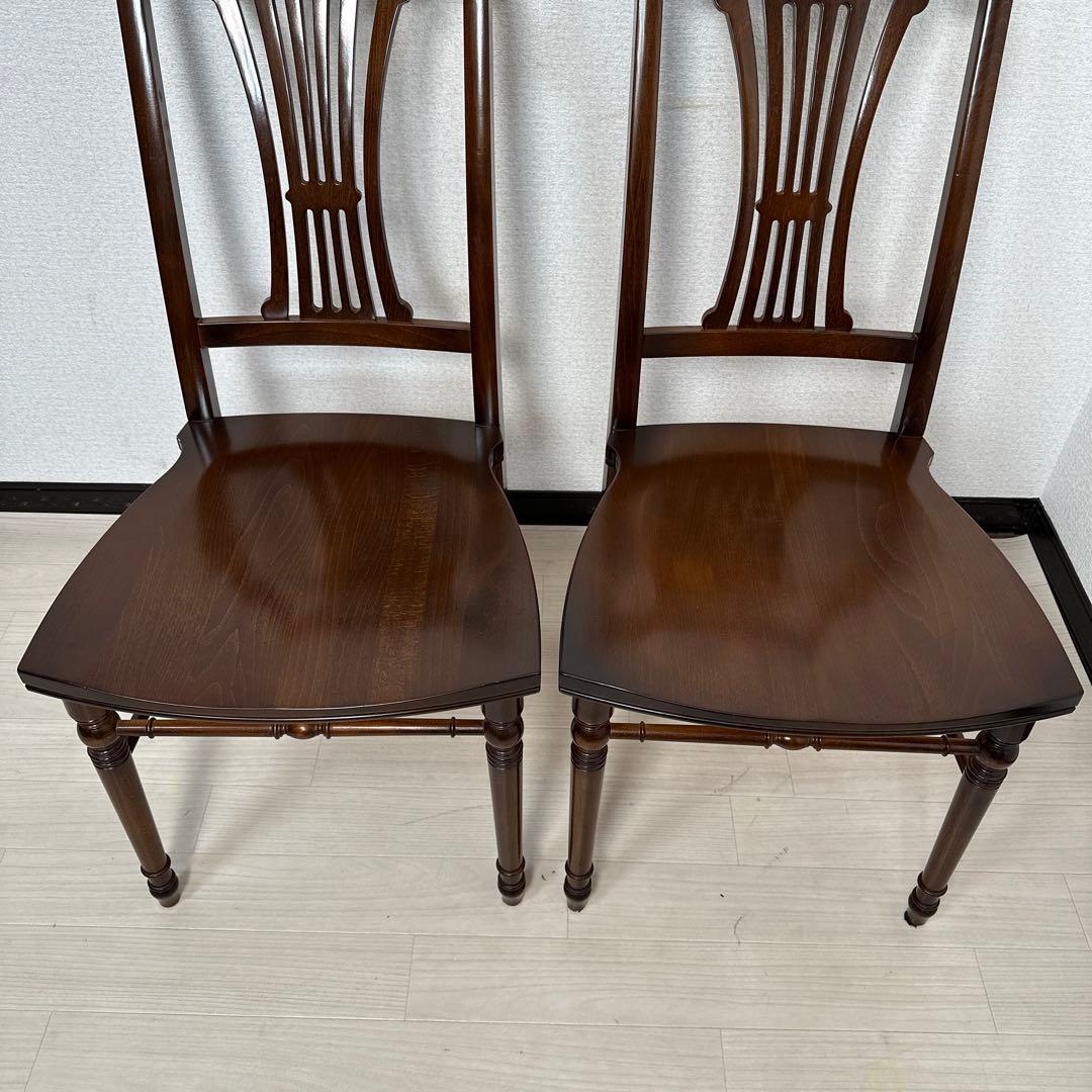 （1/2）カリモク コロニアル ダイニングチェア 食卓椅子 2脚セットi4※