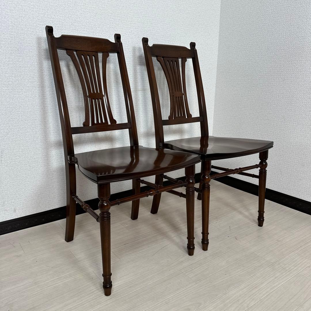 （1/2）カリモク コロニアル ダイニングチェア 食卓椅子 2脚セットi4※