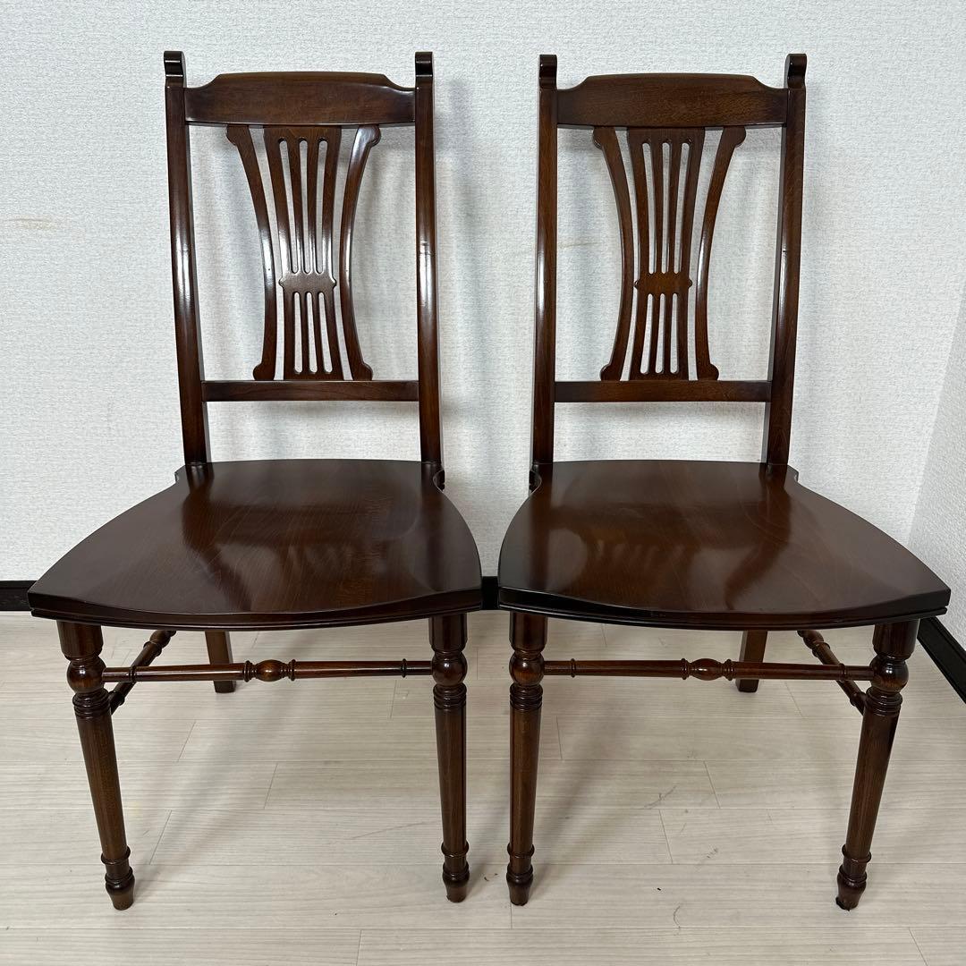 （1/2）カリモク コロニアル ダイニングチェア 食卓椅子 2脚セットi4※