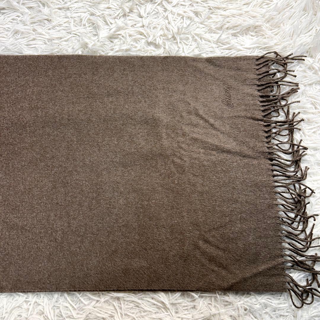 【美品】ブリオーニ　ロングマフラー　シルク100%　ブラウン　イタリア製