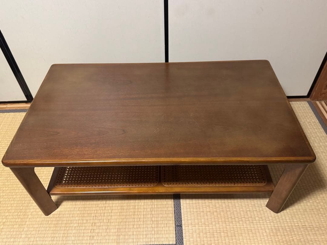 カリモク　リビングセンター・ローテーブル 籐　ラタン　karimoku