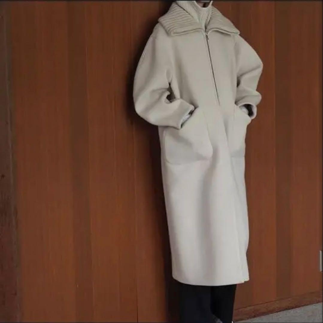 ジャケット・アウター CLANE RIB COLLAR WOOL LONG COAT