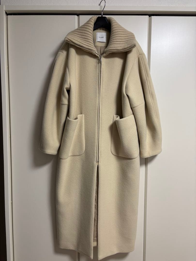 ジャケット・アウター CLANE RIB COLLAR WOOL LONG COAT