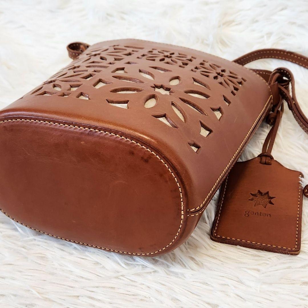 《美品》genten ゲンテン マルチカットワーク ショルダーバッグ 2way