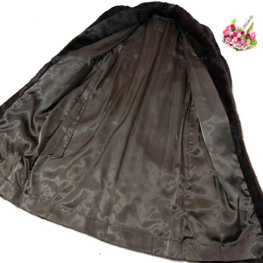 大きいサイズ【総丈126cm】 ミンク 本毛皮 ロング コート 毛並み◎