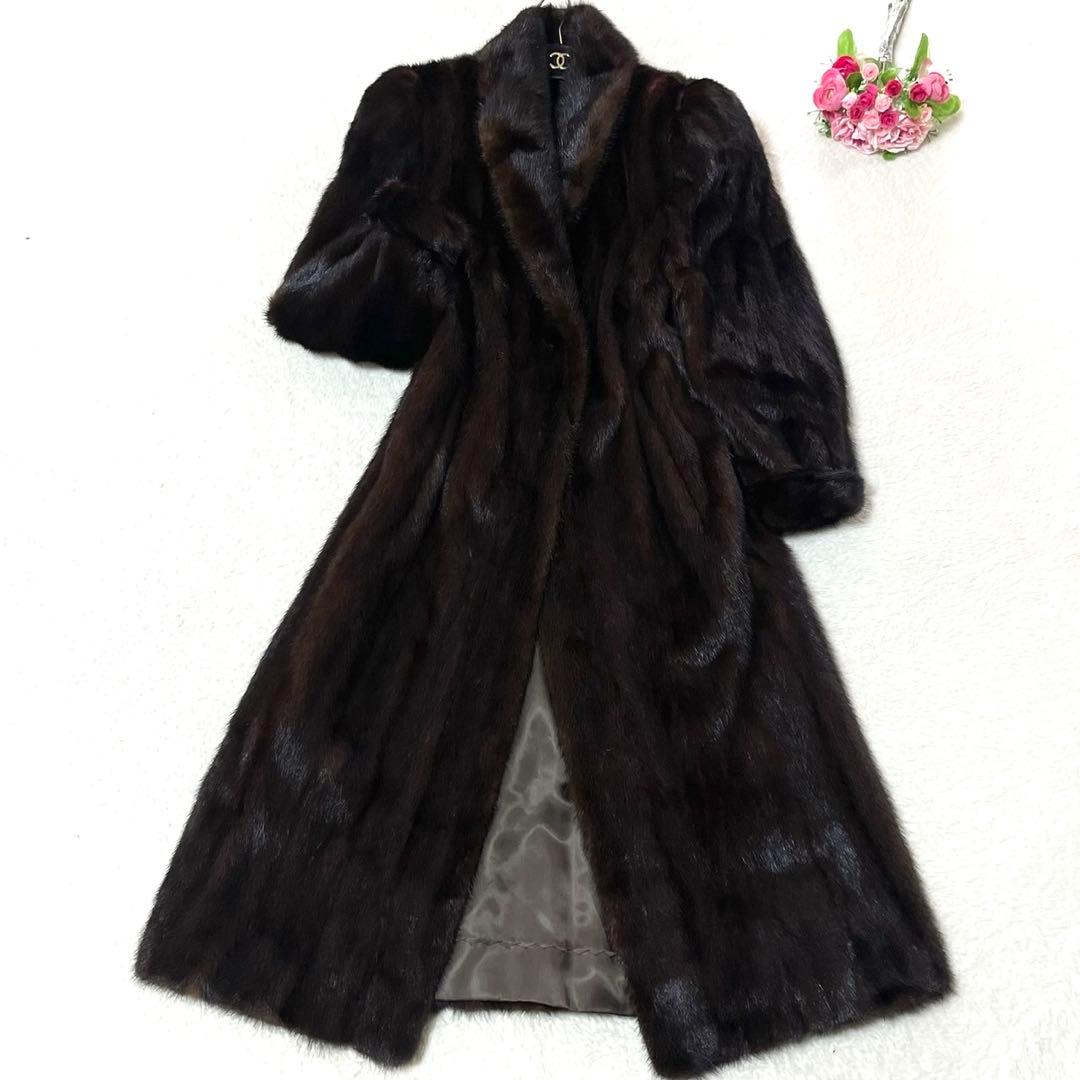 大きいサイズ【総丈126cm】 ミンク 本毛皮 ロング コート 毛並み◎