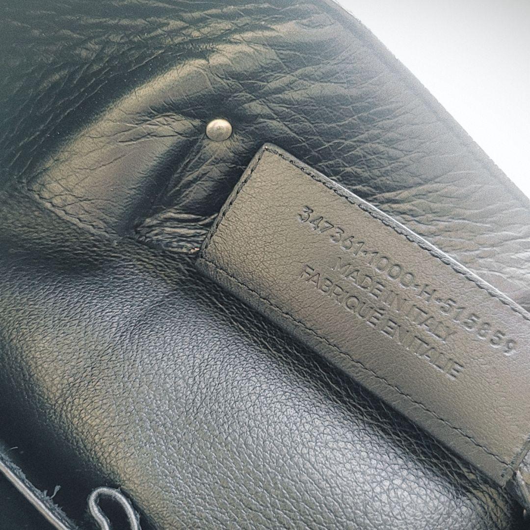BALENCIAGA ブラック ダブルポケット レザー ショルダーバッグ