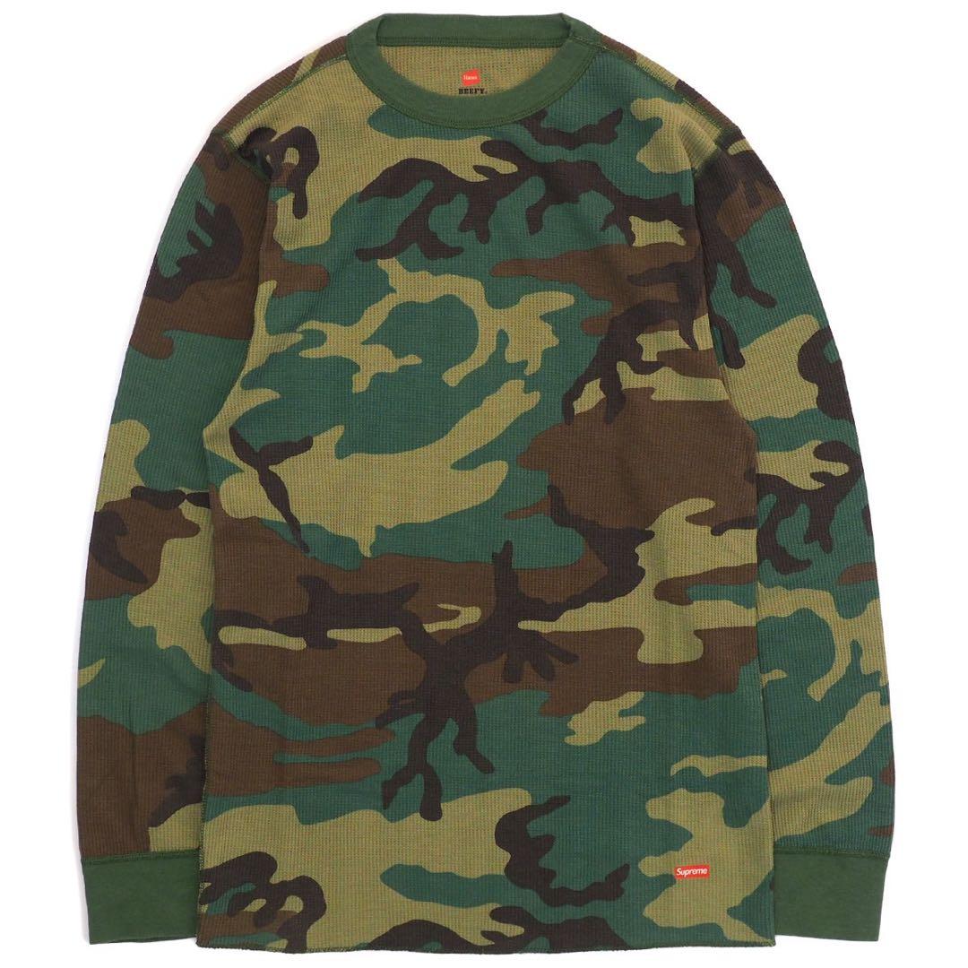 supreme hanes thermal camo 迷彩　L