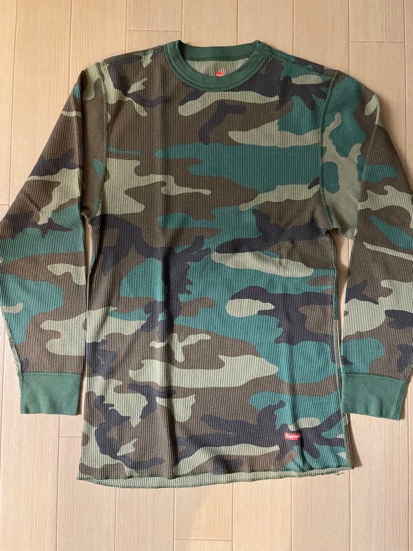supreme hanes thermal camo 迷彩　L
