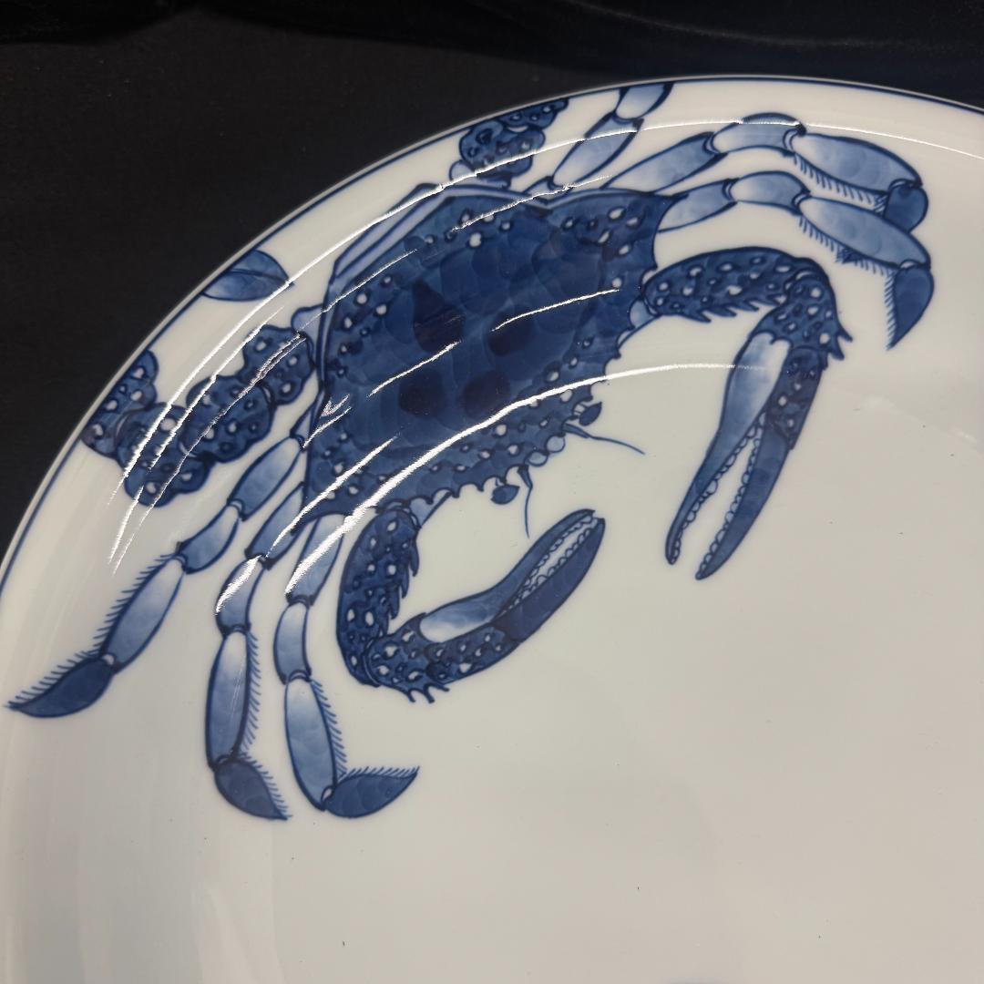 源右衛門作　銘窯 染付蟹絵　深皿