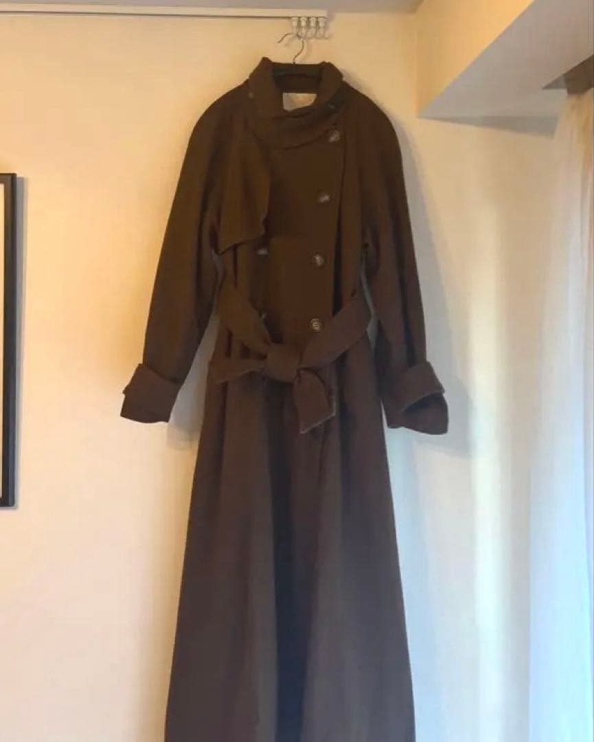 【美品】eimy istoire♡ベルテッドウールトレンチコート ブラウン【S】