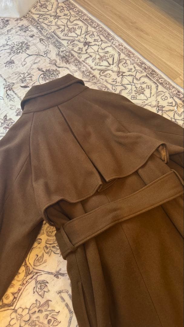 【美品】eimy istoire♡ベルテッドウールトレンチコート ブラウン【S】