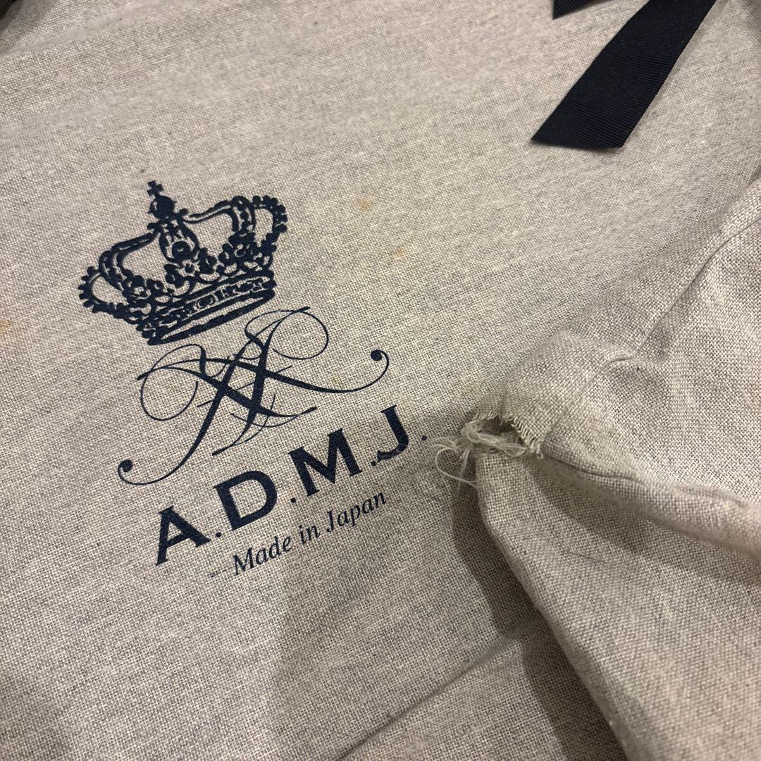 ADMJ クロコ型押しトート　ブラックレザー　本革　ロゴプレート　保存袋おまけ