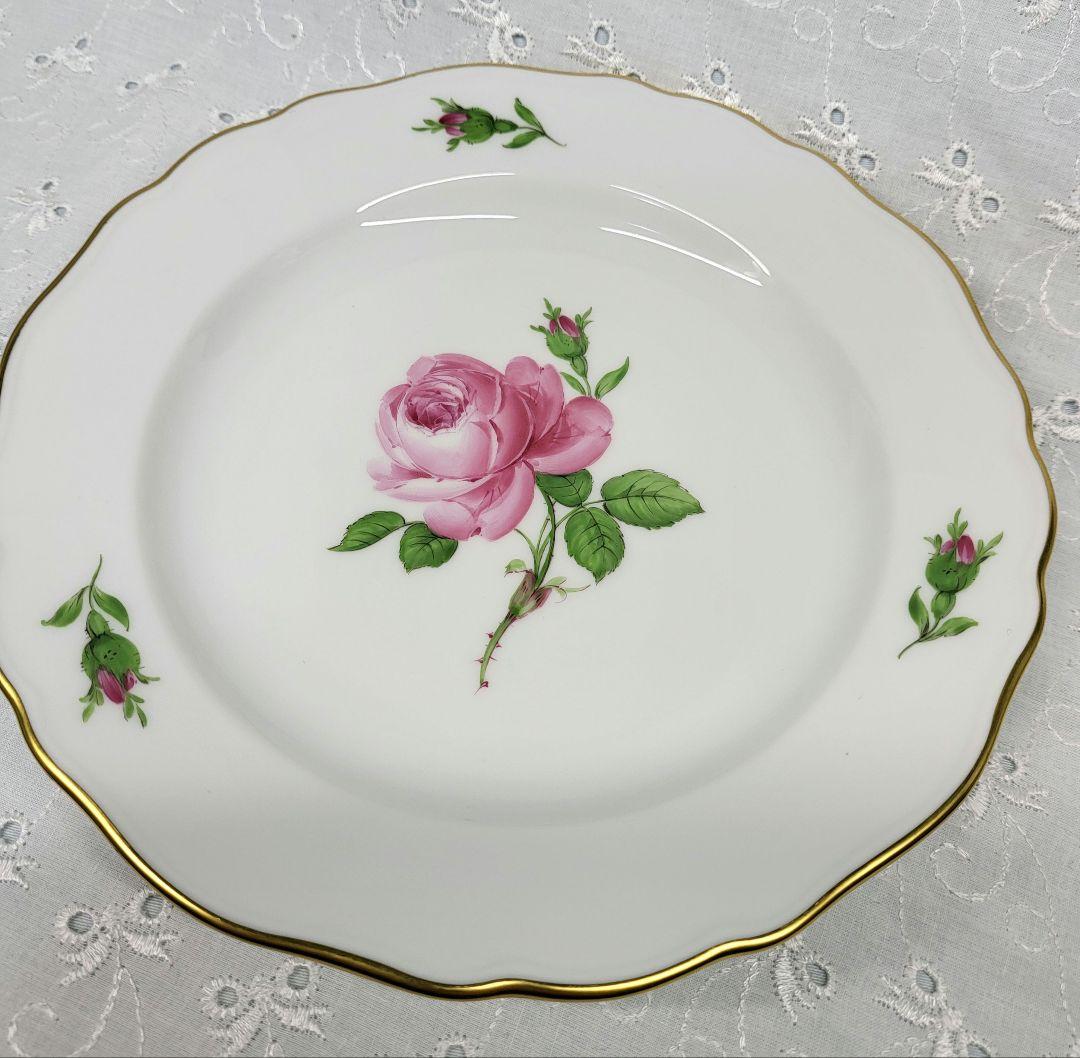 未使用✨マイセン ピンクローズ プレート18cm 皿 ピンク 花