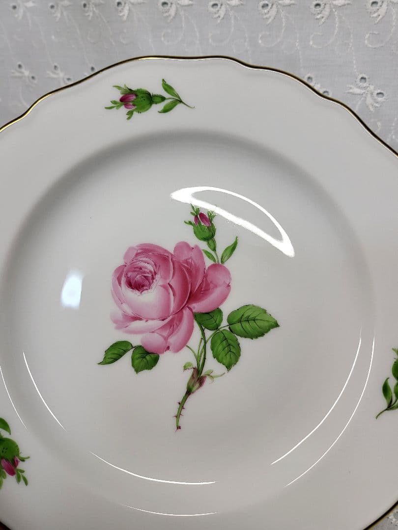 未使用✨マイセン ピンクローズ プレート18cm 皿 ピンク 花