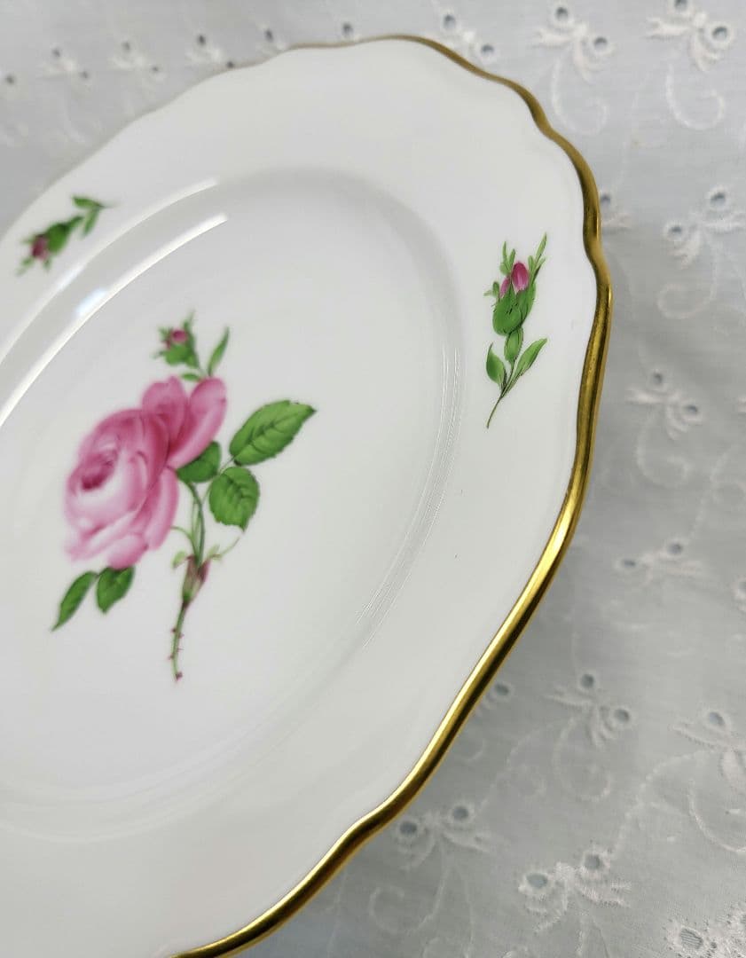 未使用✨マイセン ピンクローズ プレート18cm 皿 ピンク 花