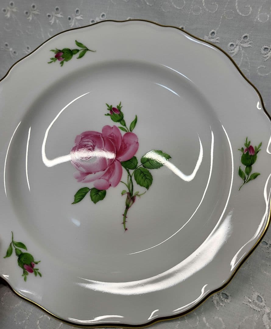 未使用✨マイセン ピンクローズ プレート18cm 皿 ピンク 花