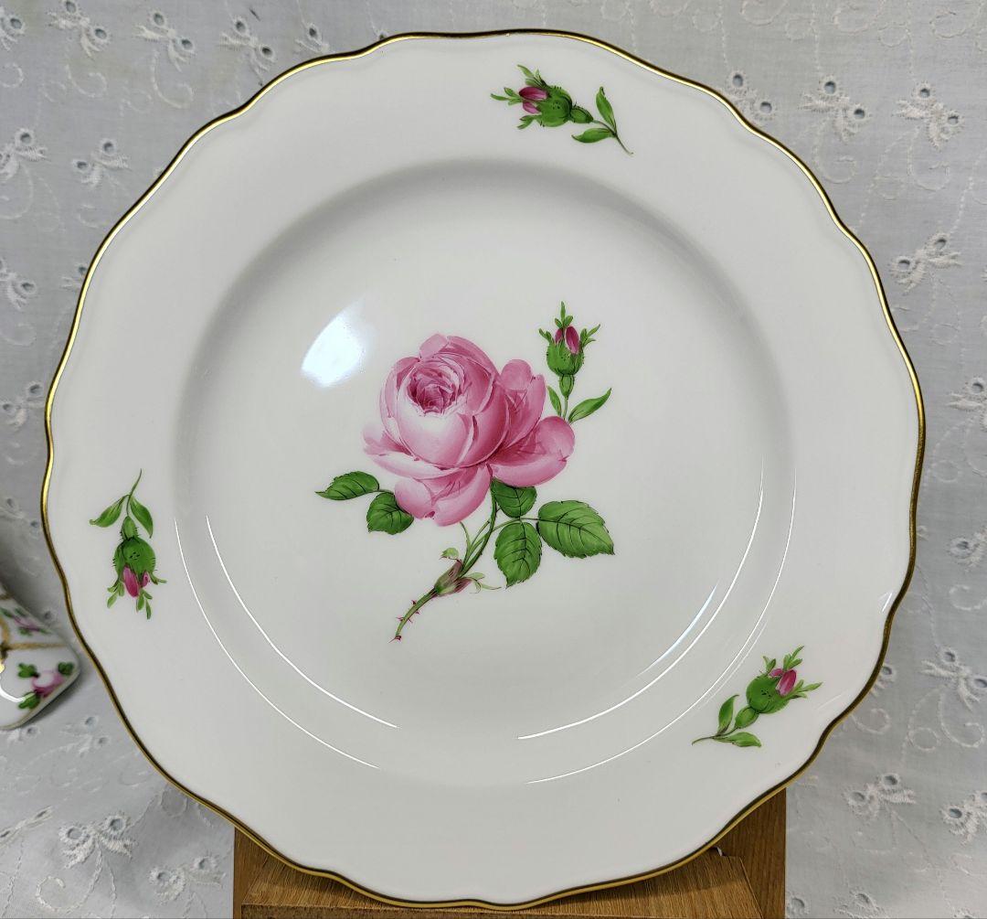 未使用✨マイセン ピンクローズ プレート18cm 皿 ピンク 花